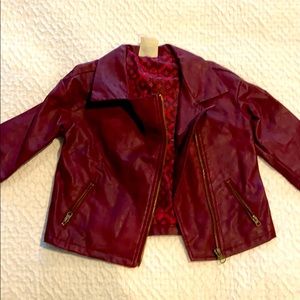 Kids Burgundy Pleather Jacket Size 5T